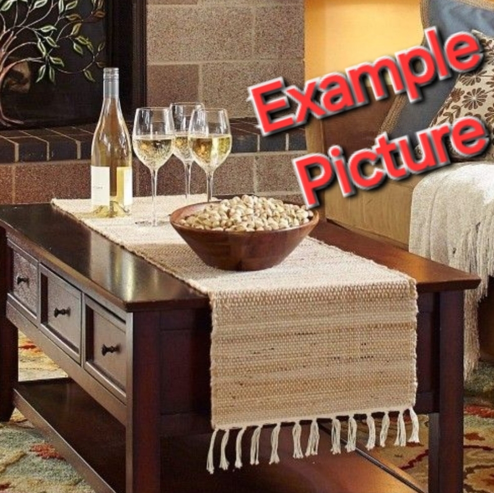New! Boho Hand Woven Jute Cotton Table Runner 14"x72" Indoor Outdoor